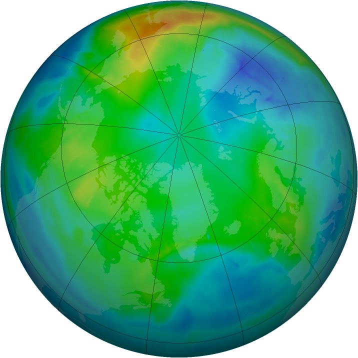 Arctic ozone map for 09 November 2013
